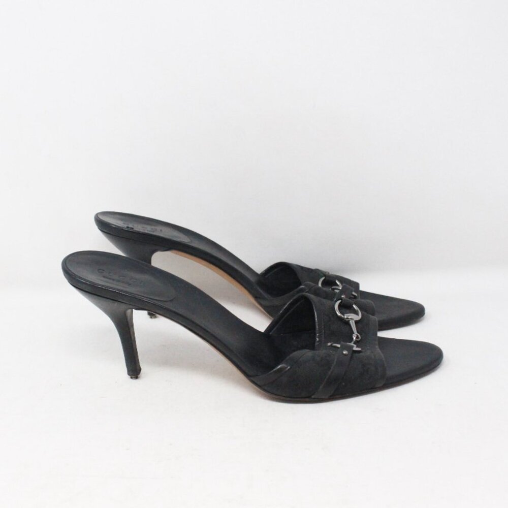 Gucci #82LVPX Horsebit Canvas Heels Size 39 - Picture 2 of 8